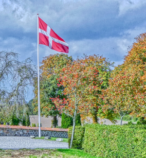 A Danish flag flying in Denmark